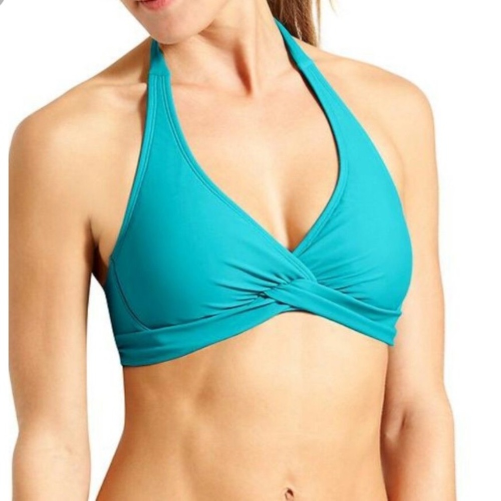 Athleta Tara Teal Halter Bikini Top 34D DD
